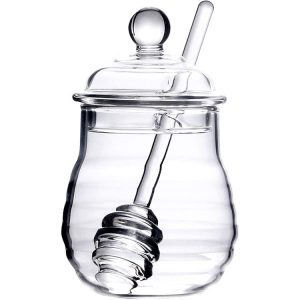 Ruche miel bocal  300 ml en verre pot à bonbons avec bâton d'agitation
