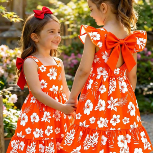 Elladie kids Robe décontractée élégante pour filles avec imprimé papillon