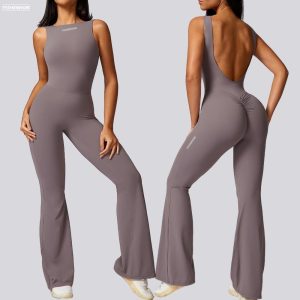 YISHENHON 2024 femmes décontracté body Sexy dos ouvert combinaison de gymnastique
